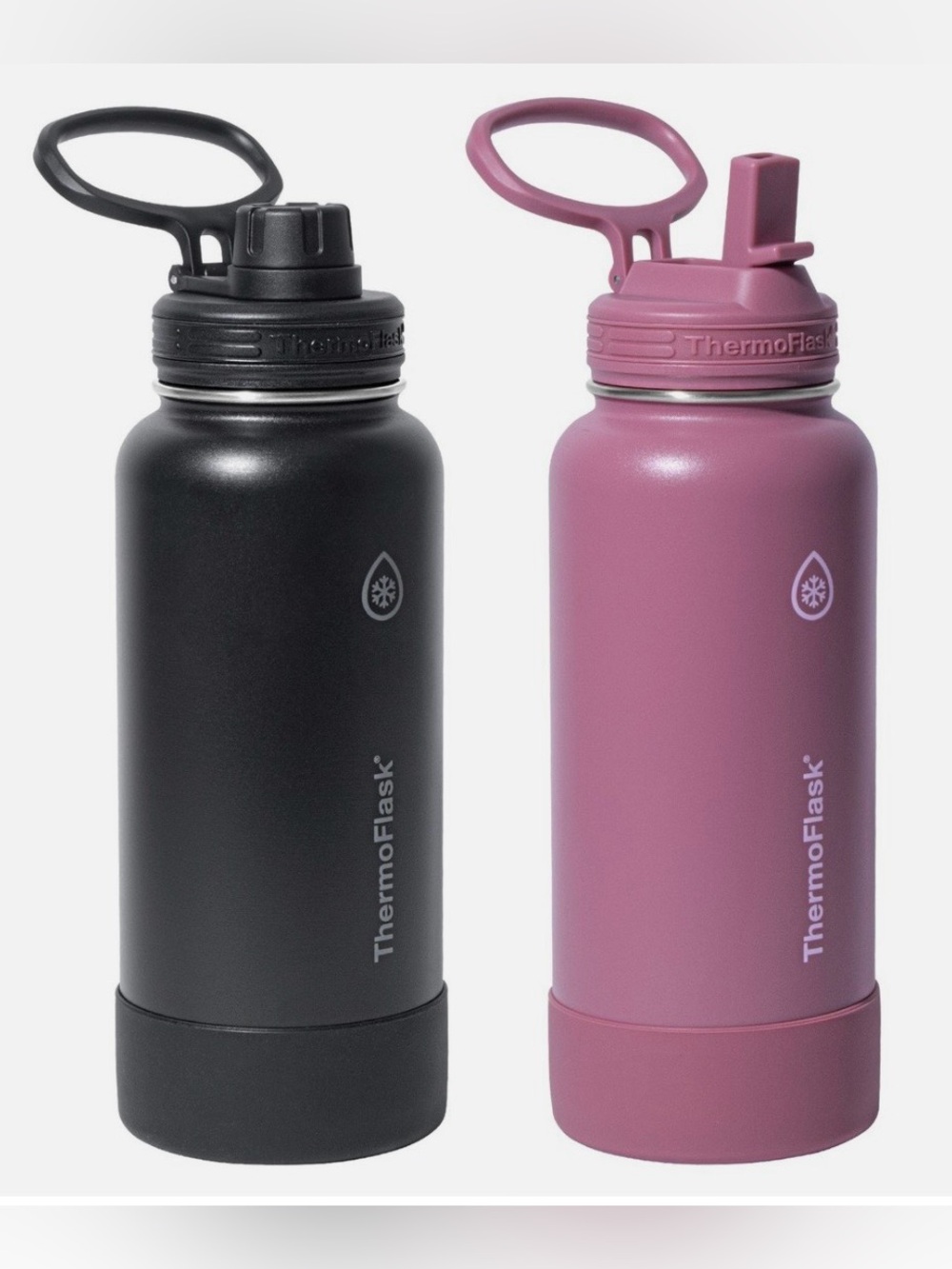 TWO ThermoFlask Insulated 32 FL oz - Water Bottle - Black & Pink